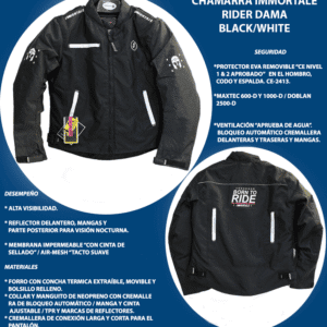 Chamarra Inmortale Rider Dama Black/White