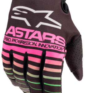 Guantes Alpinestar Radar Juvenil Negro/Verde Neon/Rosa Fluo