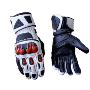 Guantes Largos Piel Black Bike Blanco Negro
