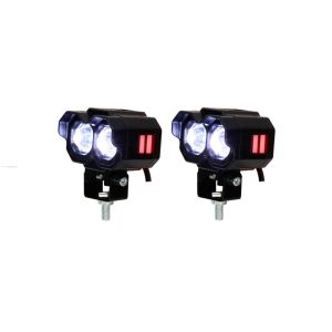 FARO DELAN AUXILIAR LED LUZ BAJA AMARILLA/ALTA BLANCA C/STROBO AZUL 12V PROMOTO