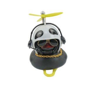 PATO DECORATIVO NEGRO CON CASCO MODELO PANDA