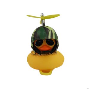 PATO DECORATIVO AMARILLO CON CASCO MILITAR