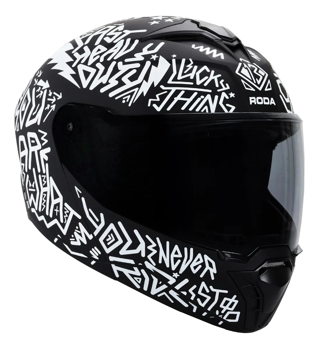 Casco Roda Booster Negro Mate Riddle Mica Humo Abatible Svs